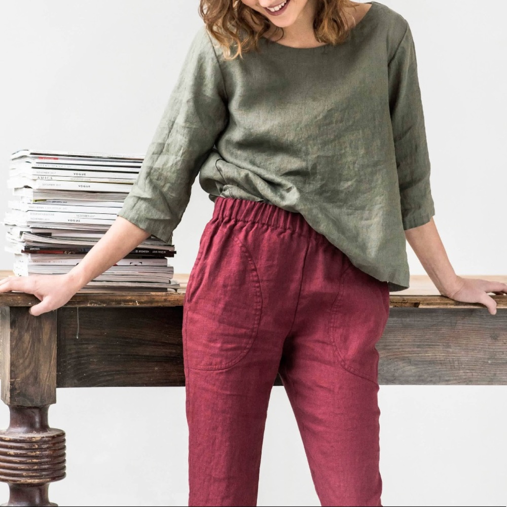 Notperfectlinen Genova pant marsala